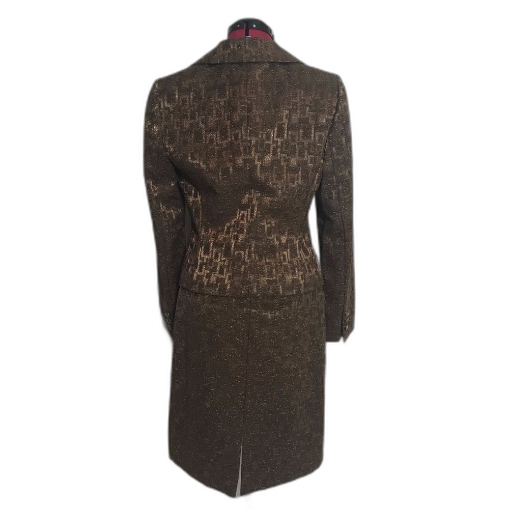 NWT Antonio Melani Skirt Suit Size 6 Brown & Gold 2-Piece Set Skirt & Blazer - Picture 13 of 14